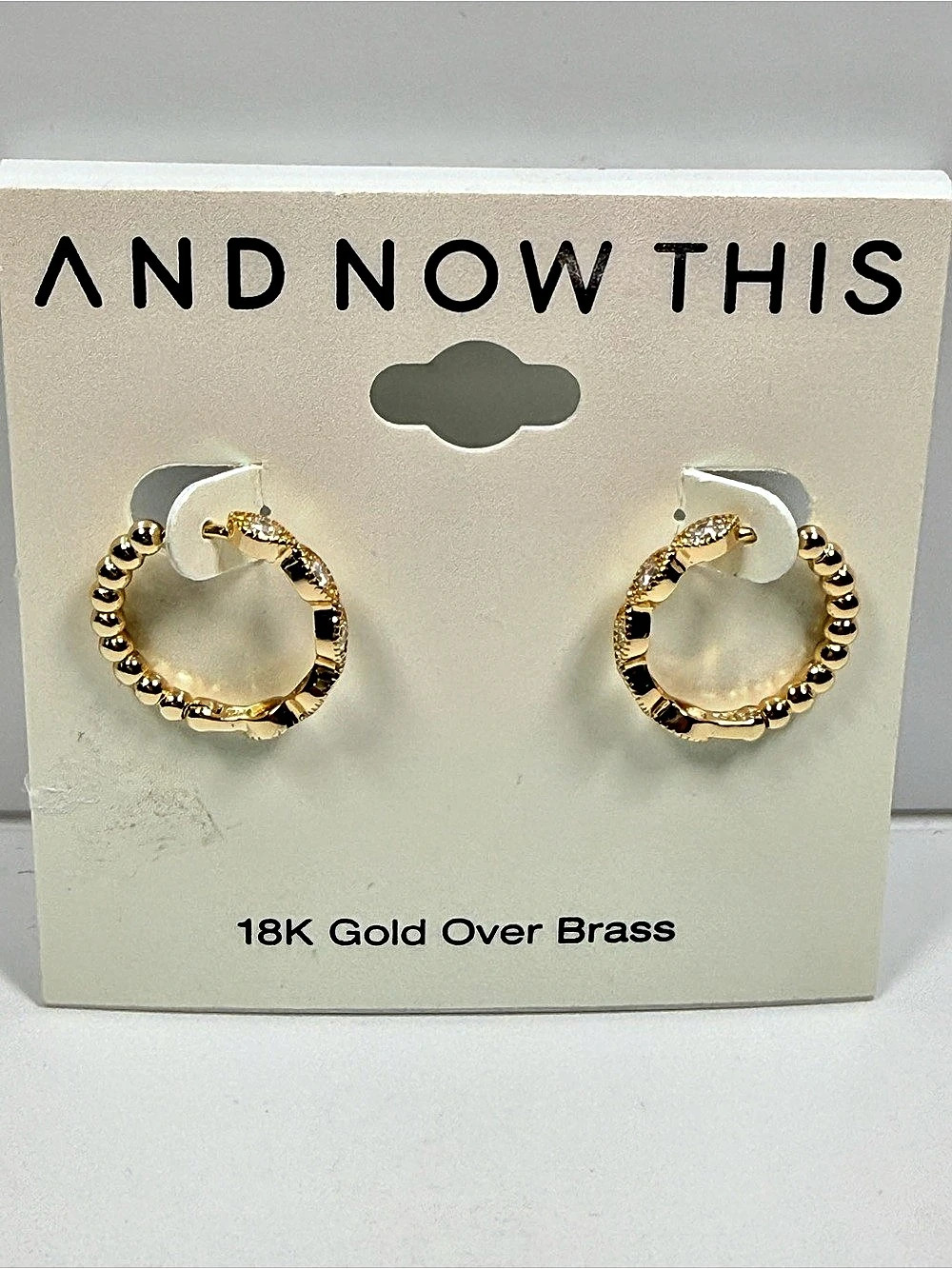 AND NOW THIS Crystal 18K Gold Plated Hoop Earrings